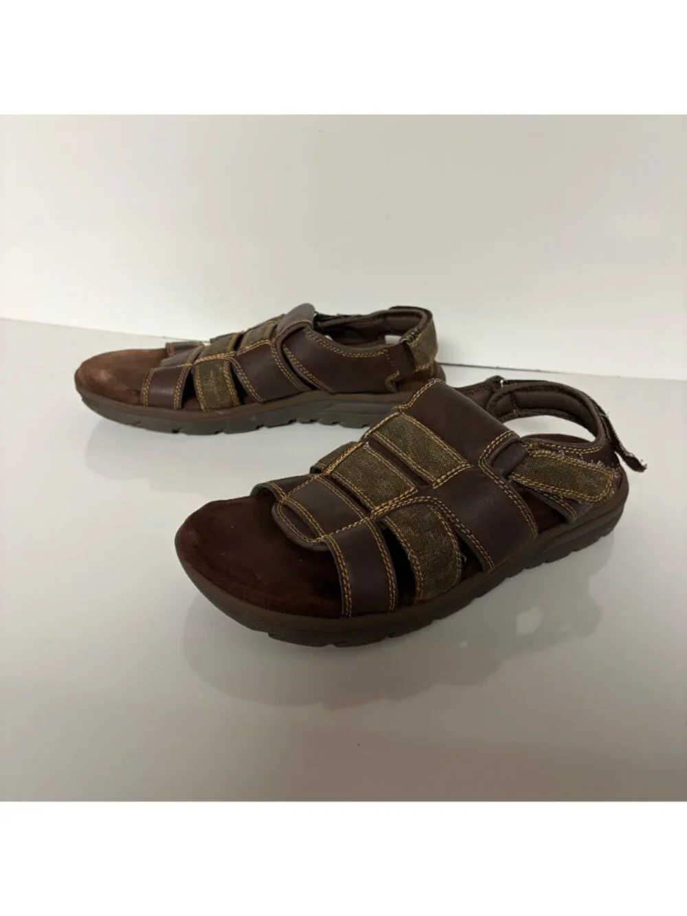 Skechers Relaxed Fit Mens Sandals Size 12 Brown Memory Foam Adjustable Straps